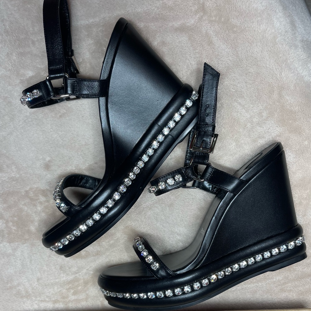 Christian Louboutin Black Crystal Embellished Wedges Pyrastrass 110mm - Picture 5 of 5